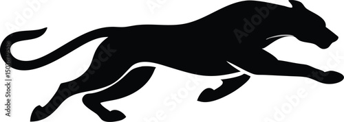 Running Panther Vector Silhouette – Wild Big Cat Logo Design for Tattoo, Speed Symbol, Wildlife Art, Power Illustration