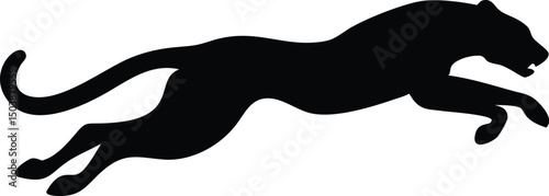 Running Panther Vector Silhouette – Wild Big Cat Logo Design for Tattoo, Speed Symbol, Wildlife Art, Power Illustration