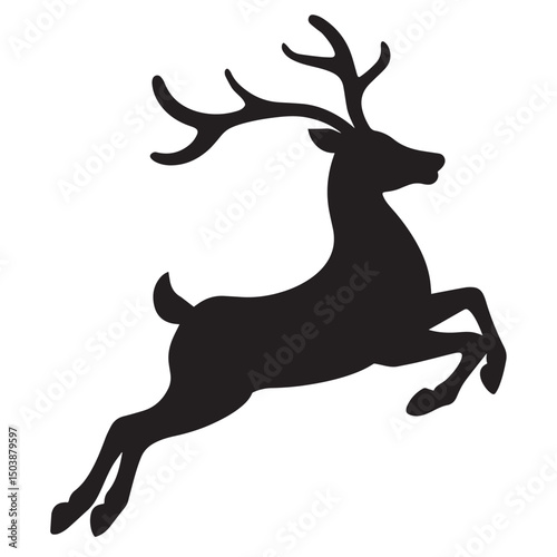 Jumping Deer Silhouette Vector – Wild Animal Graphic for Christmas, Forest, Nature, Hunting, Logo Design, Décor, and Crafts