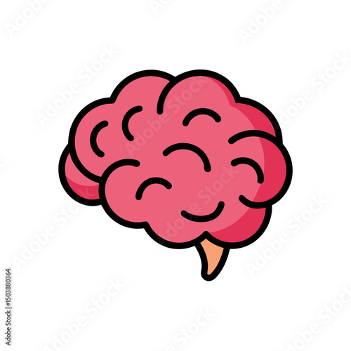 Cartoon Brain Doodle Vector Sketch