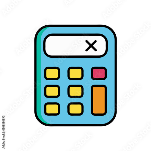 Cartoon Calculator App Doodle Vector