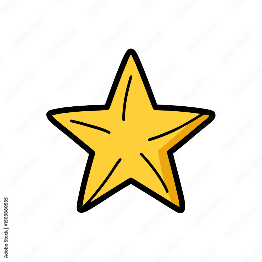 Obraz premium Cartoon Gold Star Doodle Clipart