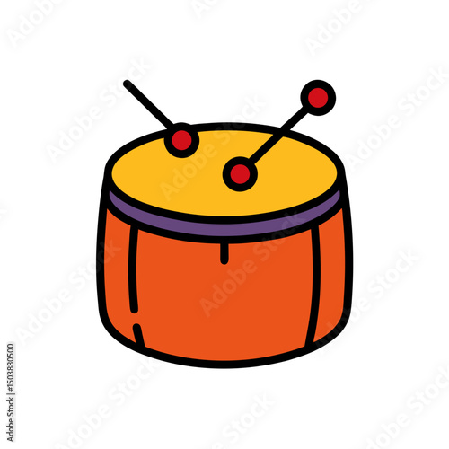 Cartoon Drum Doodle Vector Illustration