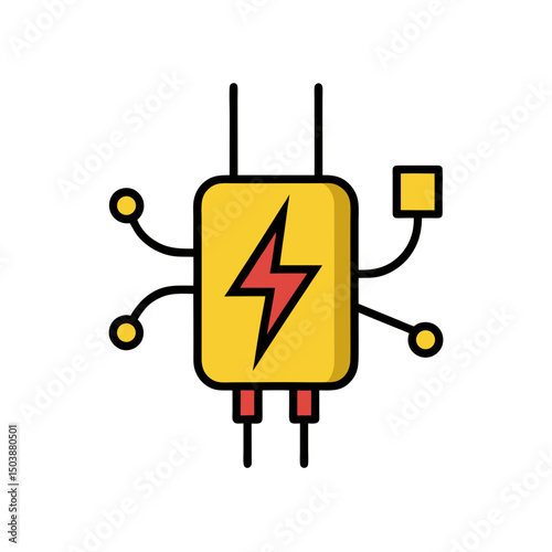 Cartoon Electric Circuit Doodle Drawing