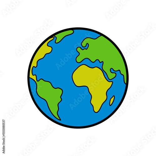 Cartoon Globe Doodle Vector Illustration
