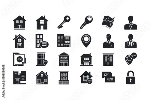Collection of Real Estate Icons for Business Use