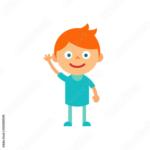 Cartoon Kid Raising Hand Doodle Icon