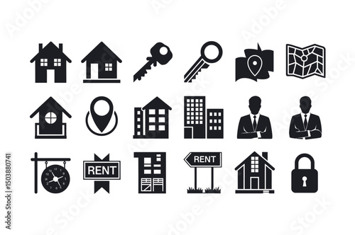 Collection of Real Estate Icons for Business Use