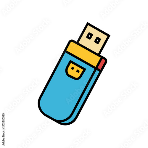 Cartoon USB Stick Doodle Illustration