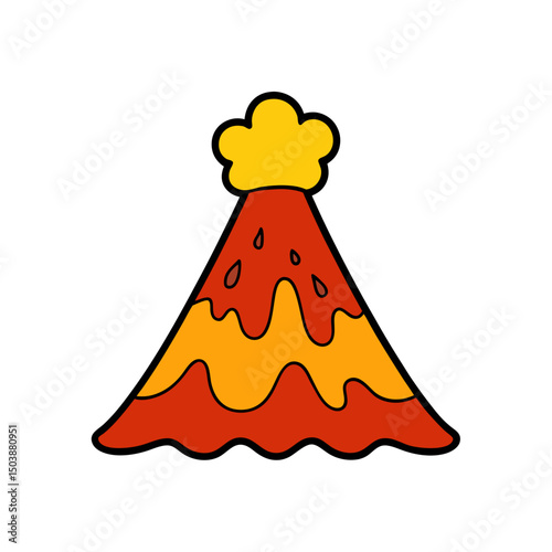 Cartoon Volcano Doodle Clipart Icon