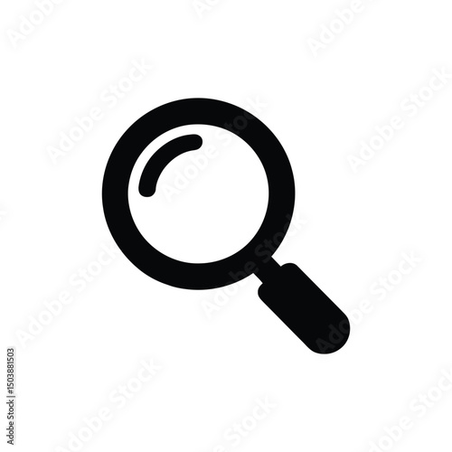 Black Magnifying Glass Symbol Searching and Finding on Transparent Background