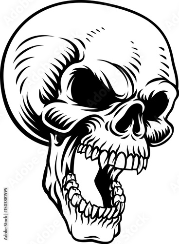 An evil screaming skull reaper shouting illustration