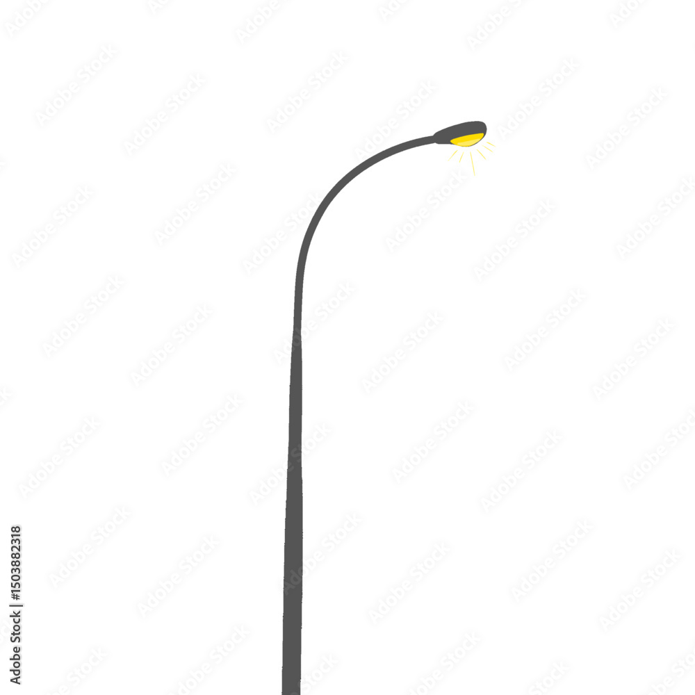 a lamp on a pole that lights up with yellow light for street or garden lighting
