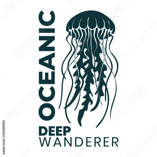 Oceanic Deep Wanderer Jellyfish Silhouette Vector Graphic T Shirt Design