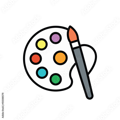 Paintbrush and Colorful Palette – Essential Art Supplies for Artists, Creative Painting, Fine Art, Studio Work, and Artistic Inspiration Concepts
