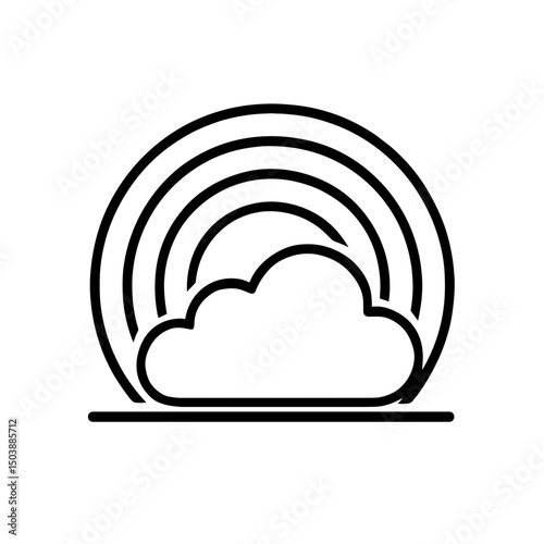Rainbow and cloud weather icon in outline style