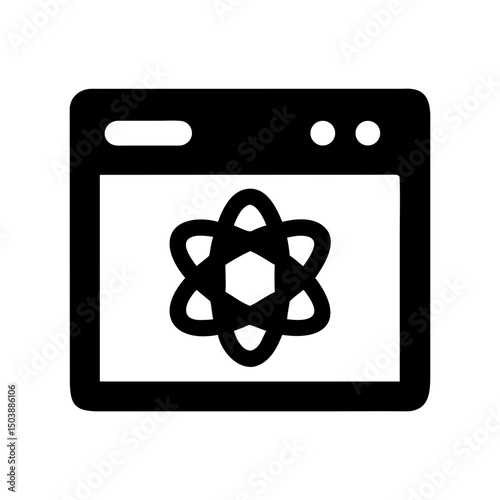 atom icon silhouette science education
