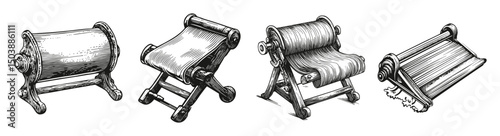 Vintage Silk Screen Printing Icons and Tools for Creative Projects