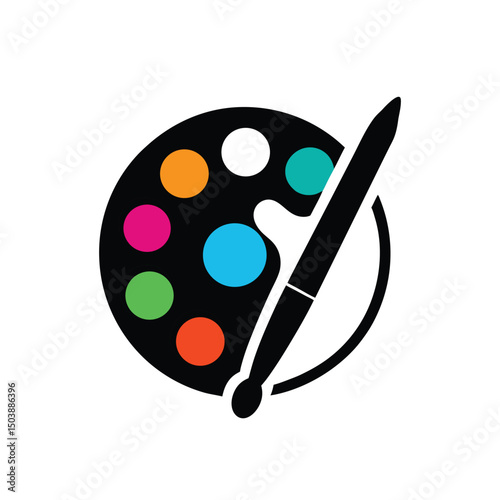 Artist Palette with Paints and Brush – Creative Painting Tools, Art Supplies, Color Mixing, Fine Art, and Artistic Expression Concepts
