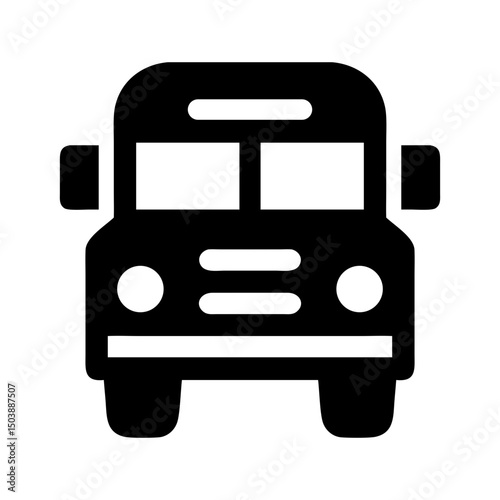 school bus icon flat silhouette vector design
