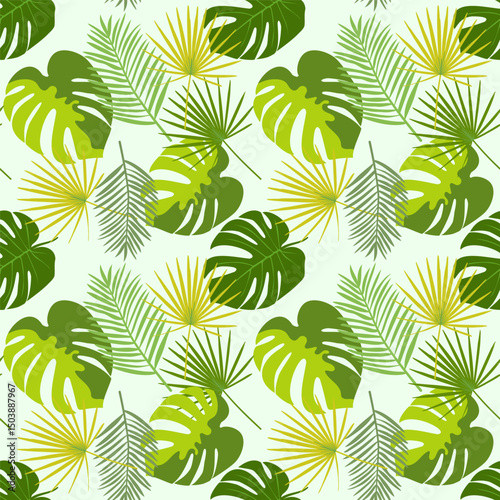 Seamless tropical palm leaf pattern. Abstract texture. Vector illustration