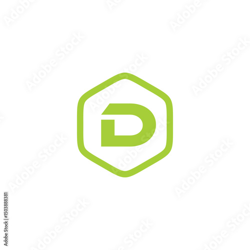initial D hexagon logo vector template