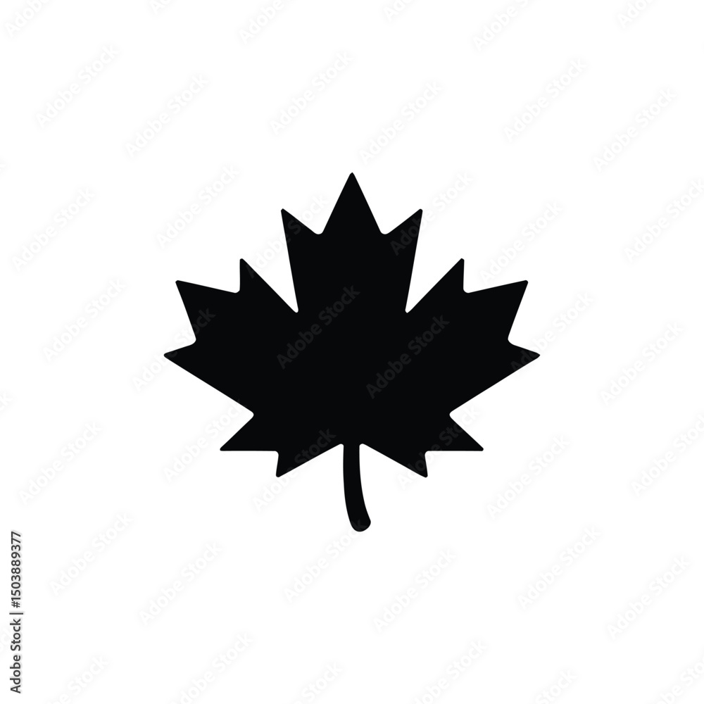 Simple Silhouette Of A Black Maple Leaf Isolated On Transparent Background Flat Design Simple Silhouette Of A Black Maple Leaf Isolated On Transparent Background Flat Design