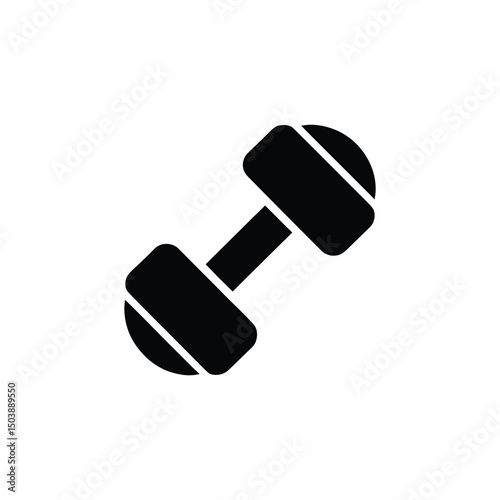 Single Black Dumbbell Weight Lifting Strength Training on Transparent BG