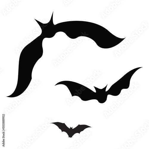 Halloween bat and bats, Vector illustration of flying vampire bat