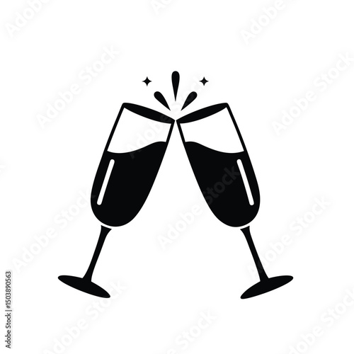 Champagne Bottle with Two Glasses – Perfect for Celebrations, Weddings, New Year’s Eve, Luxury Events, Parties, and Festive Occasions

