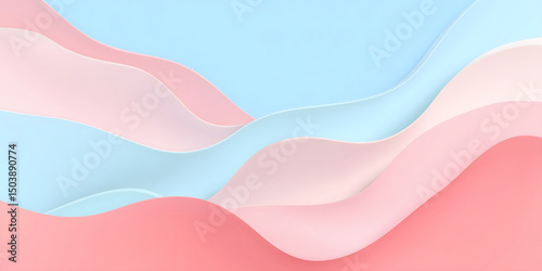 Minimalist Pastel Wave Background with Flowing Soft Blue and Coral Tones

