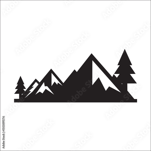 mountain landscape outdoor peak adventure silhouette logo