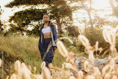 Sunset in a forest setting