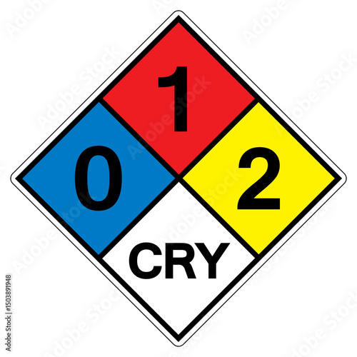 NFPA Diamond 704 0-1-2 CRY Symbol Sign, Vector Illustration, Isolate On White Background Label.EPS10