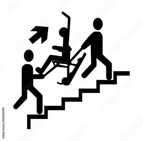 Evacuation Chairs Black Icon, Vector Illustration, Isolate On White Background Label.EPS10