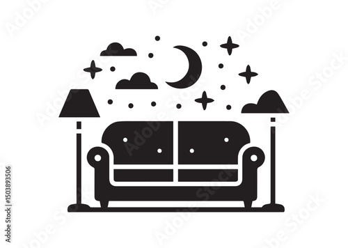 Couch Silhouette Vector, Couch Icon