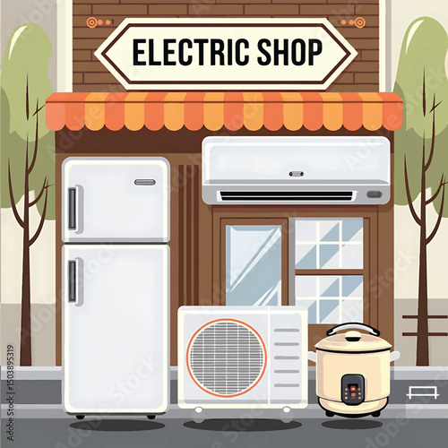 electric shop flyer design illustration premium quality