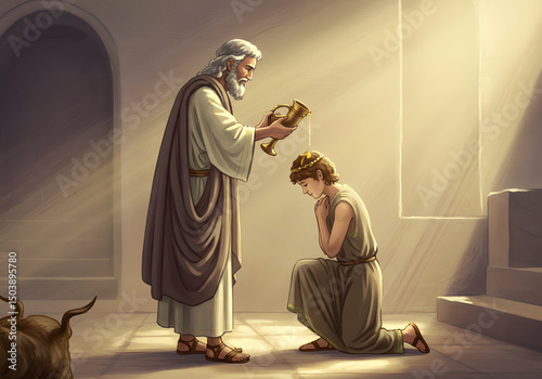 Samuel Anoints David(1 Samuel 16-13) photo