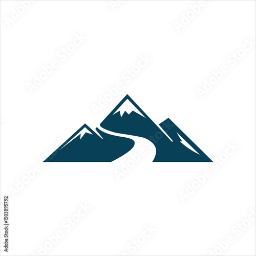 Mountains with river logo vector template