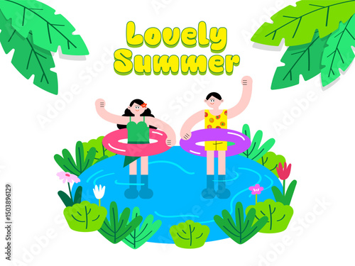 사랑스러운 여름맞이 썸머 이벤트 일러스트 - Lovely Summer Event Illustration