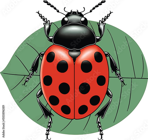 lady bird beetle colorful line art illustration