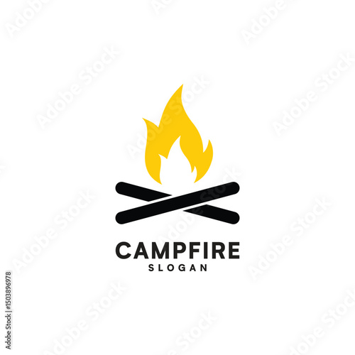 Vector illustration of campfire with firewood