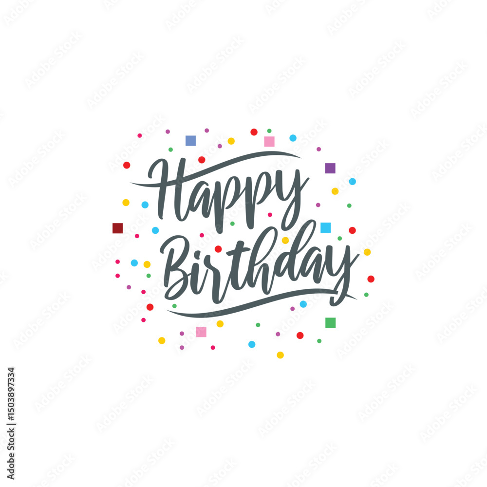 Fototapeta premium happy birthday lettering text vintage Handmade calligraphy Typography vector