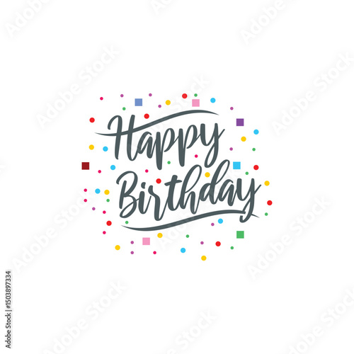 happy birthday lettering text vintage  Handmade calligraphy  Typography  vector