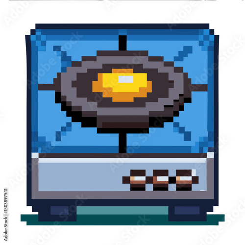 Close up view of a pixel gas ring showcasing a glowing burner