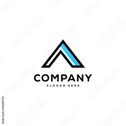 initial letter A logo vector mono line