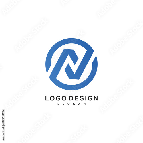 initial letter N logo circle vector designs