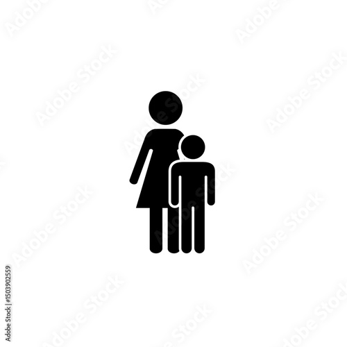 Mother and Son Silhouette Icon