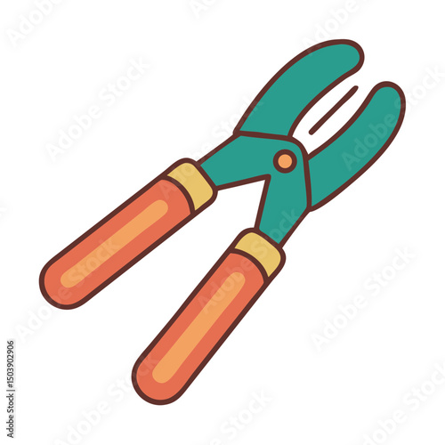 Gardening loppers, teal and orange, isolated, for website design