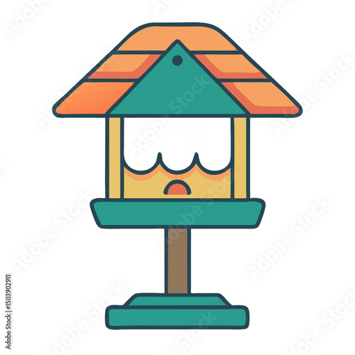 Bird feeder illustration, nature theme, colorful design, for websites
